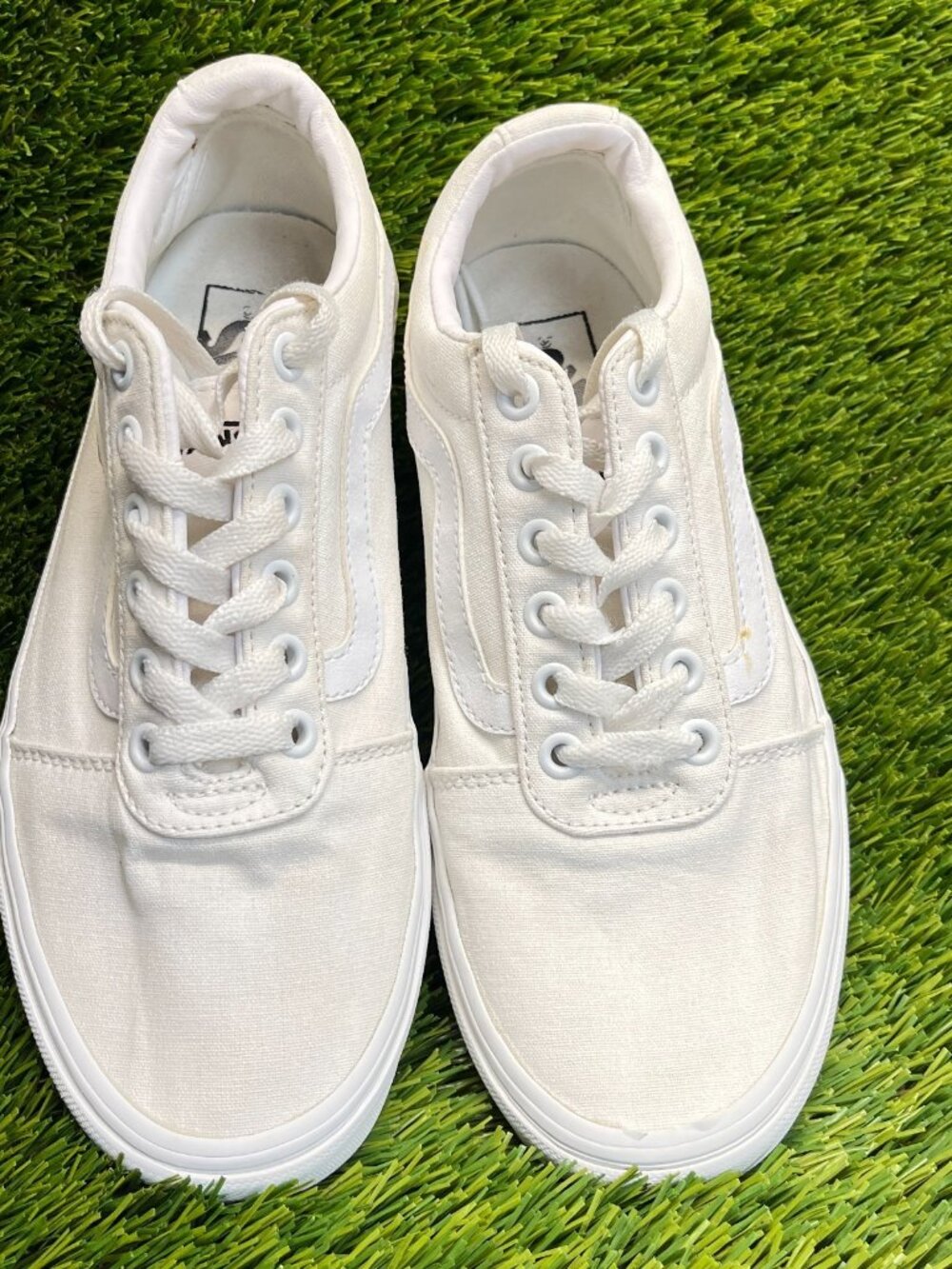 Vans Old Skool Low Womens Size 7.5 White Athletic Skateboard Shoes Sneakers - Picture 5 of 10